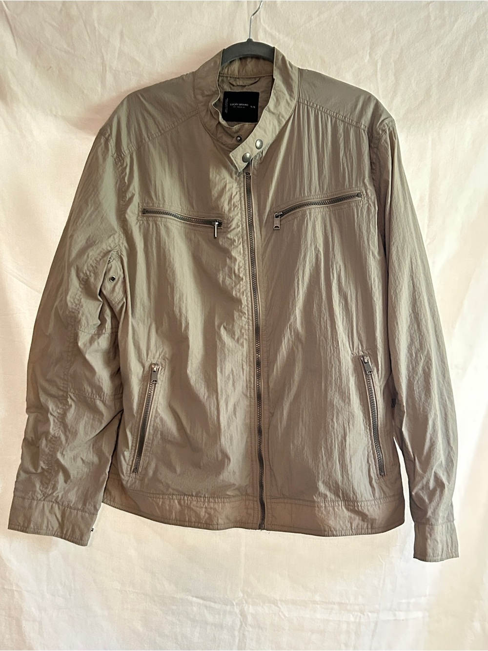 Lucky Brand Men's Lightweight Zip Jacket in Beige-Taupe XL new w/o tags